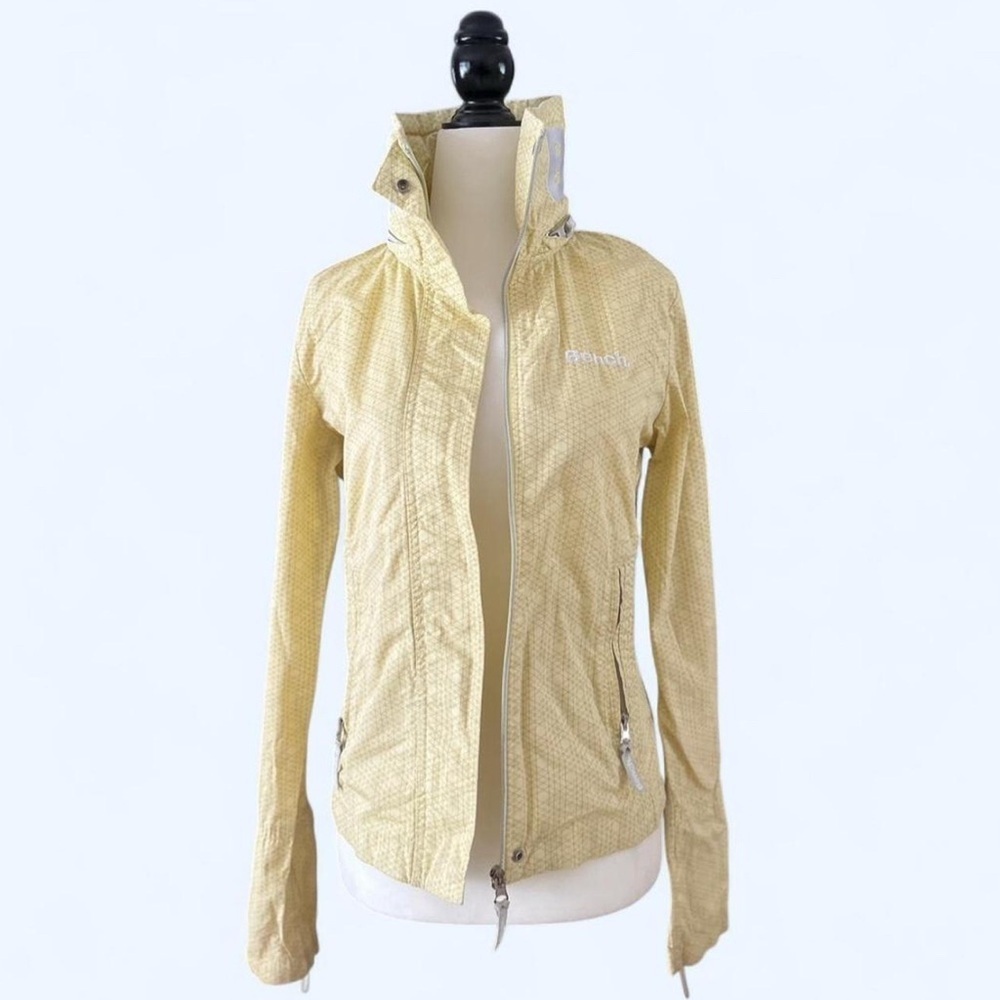 Bench Pastel Yellow Grid Pattern Lightweight Hooded Windbreaker Jacket Small